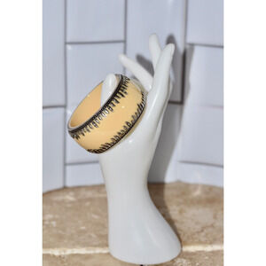 Miriam Salat 925 Sterling Silver Gemstone Ivory Resin Bangle Bracelet